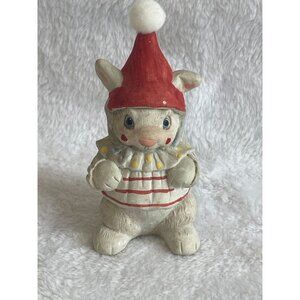 Bunny Rabbit with Santa Hat‎ Handcrafted by Cast Art Industries Christmas Decor
